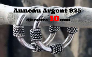 Anneau style Bali Argent 925 - diametre 10 mm