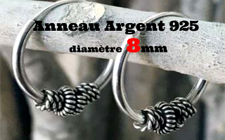 Anneau style Bali Argent 925 - diametre 8 mm