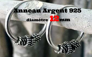 Anneau style Bali Argent 925 - diametre 12 mm