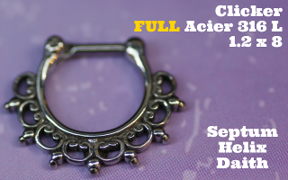 Clicker 100% acier 316L 1.2 x 8 - septum, helix et daith