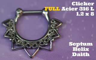Clicker 100% acier 316L 1.2 x 8 - septum, helix et daith