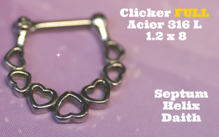 Clicker 100% acier 316L 1.2 x 8 - pour septum, helix et daith