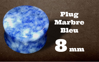 plug 8 mm marbre bleu