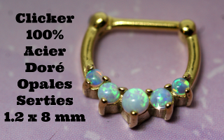 clicker Acier 100% doré opales serties - 1.2 x 8