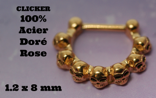 Clicker Acier 100% doré rose - 1.2 x 8
