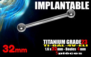 Industriel 1.6 x 32 - boule 4 mm - Titane grade 23