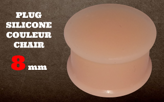 2 plugs silicone couleur chair 8 mm
