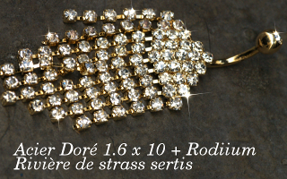 banane acier 1.6 x 10 + riviere de strass sertis rodium