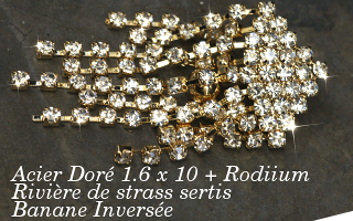banane Inversee acier 1.6 x 10 + riviere de strass sertis rodium