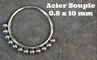 Anneau souple acier 316L - ouverture main - 0.8 x 10 mm