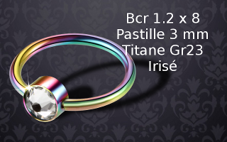 bcr titane Gr23 irise 1.2 x 8 - strass cristal 3 mm