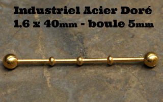 Industriel Acier Dore 1.6 x 40 - boule 5 mm