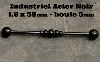 Industriel Acier Noir 1.6 x 38 - boule 5 mm
