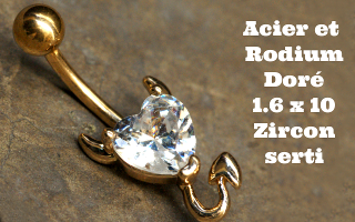 Banane 1.6 x 10 acier doré - zircon serti rodium dore