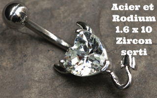 Banane 1.6 x 10 acier doré - zircon serti rodium