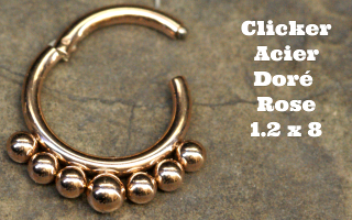 Clicker acier 1.2 x 8 dore rose