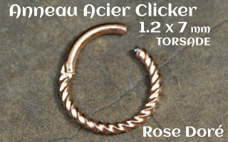 Clicker acier 1.2 x 7 mm acier Rose Dore - torsade