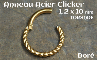 Clicker acier 1.2 x 10 mm acier Dore - torsade
