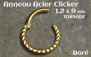 Clicker acier 1.2 x 9 mm acier Dore - torsade