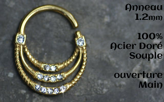 Anneau Acier Dore souple 1.2 - ouverture main