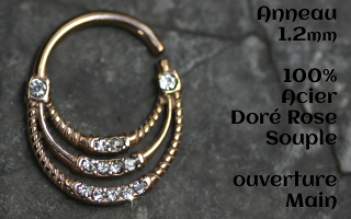 Anneau Acier Dore Rose souple 1.2 - ouverture main
