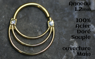 Anneau Acier Dore souple 1.2 - ouverture main