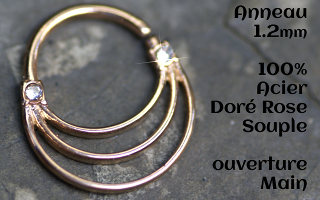 Anneau Acier Dore Rose souple 1.2 - ouverture main