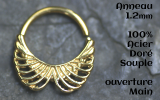 Anneau Acier Dore souple 1.2 - ouverture main