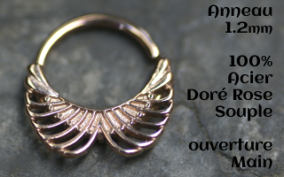 Anneau Acier Dore Rose souple 1.2 - ouverture main