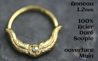 Anneau Acier Dore Rose souple 1.2 - ouverture main