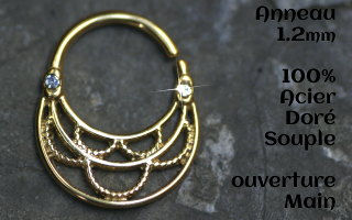 Anneau Acier Dore souple 1.2 - ouverture main