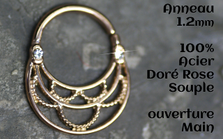 Anneau Acier Dore Rose souple 1.2 - ouverture main