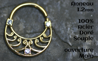 Anneau Acier Dore souple 1.2 - ouverture main