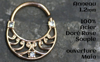 Anneau Acier Dore Rose souple 1.2 - ouverture main