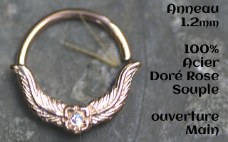 Anneau Acier Dore Rose souple 1.2 - ouverture main