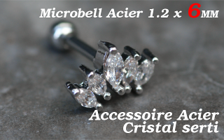 microbell 1.2 x 6 - accessoire accier - cristal serti