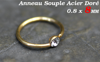 Anneau souple Acier dore 0.8 x 8 mm