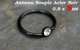 Anneau souple Acier Noir 0.8 x 8 mm