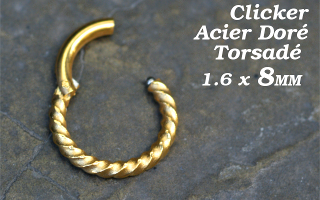 Clicker 1.6 x 8 Acier dore Torsade
