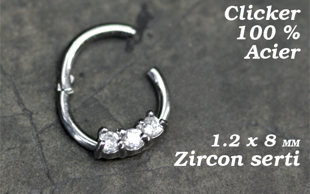 Clicker acier 1.2 x 8 - strass sertis