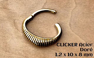 clicker 100% Acier Dore ovale 1.2 x 10 x 8