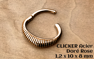 clicker 100% Acier Dore Rose ovale 1.2 x 10 x 8
