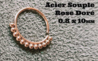 Anneau souple acier Dore Rose 316L - ouverture main - 0.8 x 10 mm.