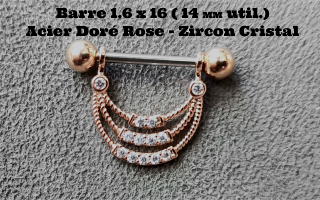 piercing teton 1.6 x 16 rose dore (14 mm util. zircon cristal
