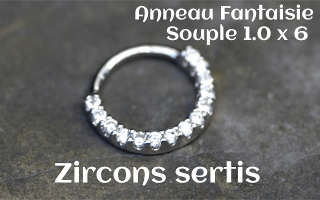 Anneau souple fantaisie 1.0 x 6 mm - zircons sertis