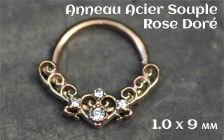 Anneau souple acier rose doré - 1.0 x 9