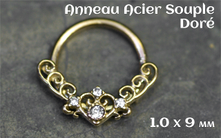 Anneau souple acier doré - 1.0 x 9