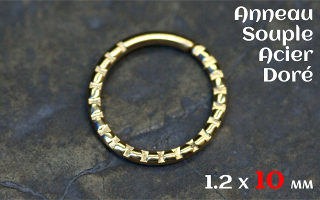 Anneau souple acier doré 1.2 x 10