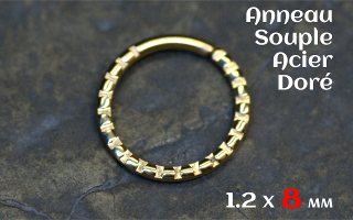 Anneau souple acier doré 1.2 x 8