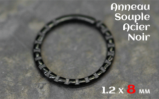 Anneau souple acier noir 1.2 x 8